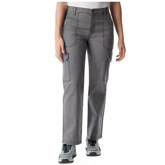 BASS OUTDOOR Denim - BASS OUTDOOR Women's High-Rise Canvas Cargo Pants FORGED IRON NWT SIZE12